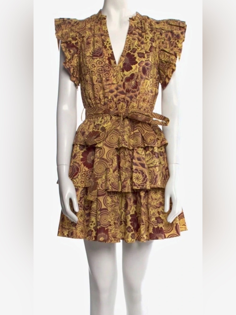 Ulla Johnson Lola Dress Floral Mini Brown & Yellow Size 2